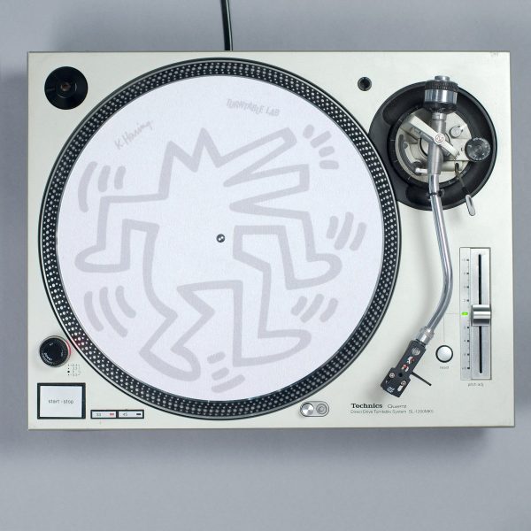 Turntable Lab: Keith Haring Dancin  Reversible Record Mat - Black   Grey For Sale - Image 2