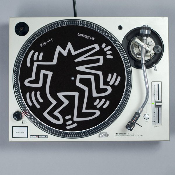 Turntable Lab: Keith Haring Dancin  Reversible Record Mat - Black   Grey For Sale