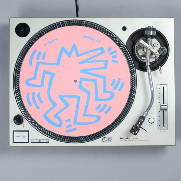 Turntable Lab: Keith Haring Dancin  Reversible Record Mat - Teal   Pink Fashion - Image 2