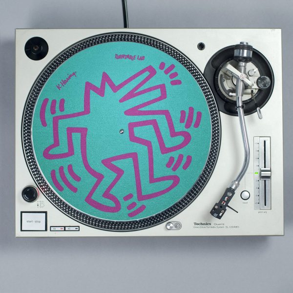 Turntable Lab: Keith Haring Dancin  Reversible Record Mat - Teal   Pink Fashion