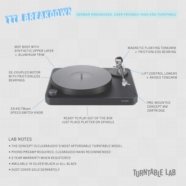 Clearaudio: Concept AiR Black Turntable - Concept Tonearm   Concept Cartridge (Open Box Special) Supply - Image 2