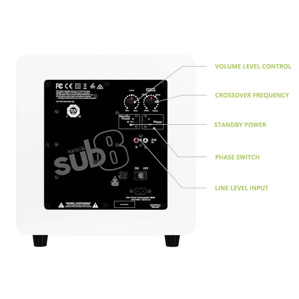 Kanto: SUB8V Powered Subwoofer - Matte White (SUB8VMW) Sale - Image 3
